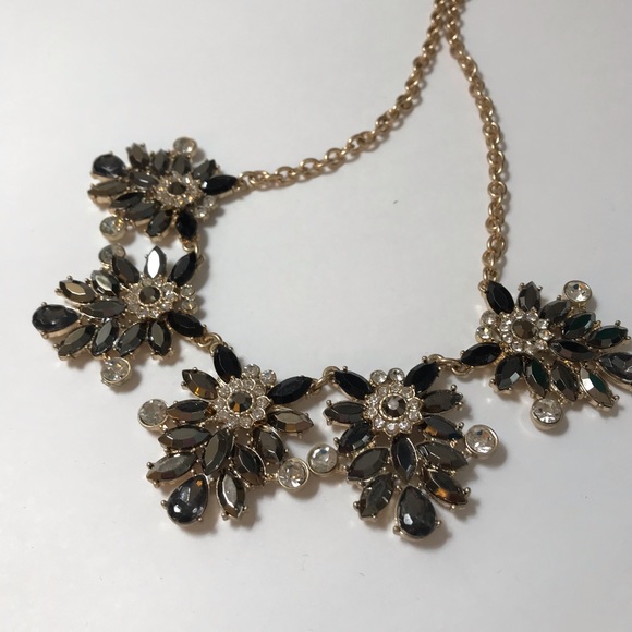 Black & Smokey Topaz Gemstone Statement Necklace - Picture 6 of 7